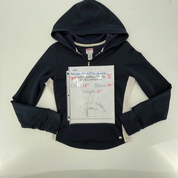 Abercrombie & Fitch Women’s Hoodie Jacket Gym Issue 1/2 Zip, Navy/ Ivory, Sz M - Picture 9 of 9